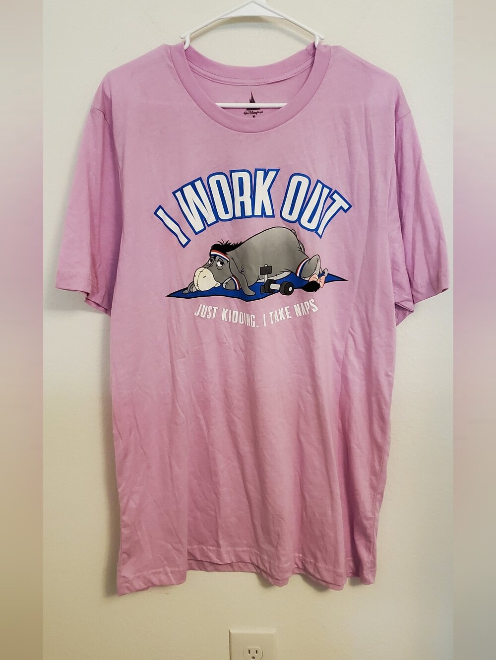 Disney Parks Pink Eeyore Graphic Tee - I Work Out, Just Kidding I Take Naps